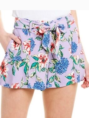 PARKER purple floral tie waist Margo shorts size 8 summer flutter feminine